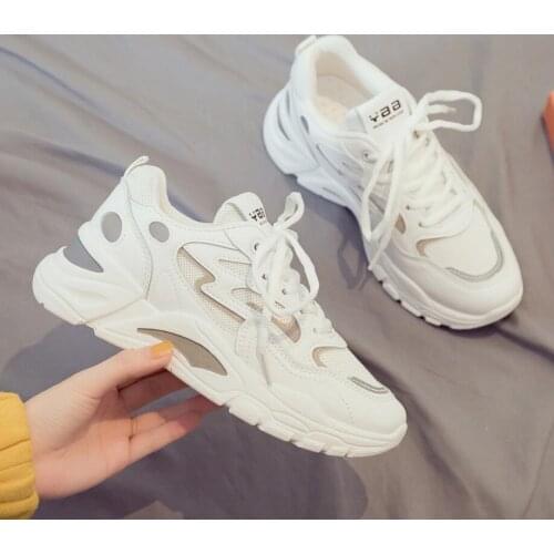 2021 Spring Women Casual Sports Shoes Comfortable Breathable Low Cut Lace-Up Mesh Sneakers Trainers Fashion Female Shoes 35-40