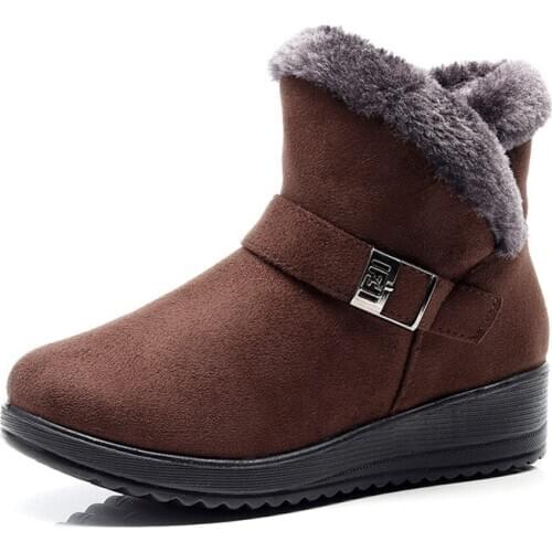 Women Snow Boots Warm Short Fur Plush Winter Ankle Boot Plus Size Platform Ladies Suede Zip Shoes Female Comfort Drop Shipping