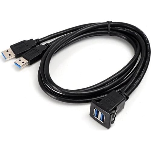 1M/2M Socket Cable USB 3.0 Auto Car Flush Mount Male to Female Extension Cord Dashboard Panel Square Audio Line for Motorcycle