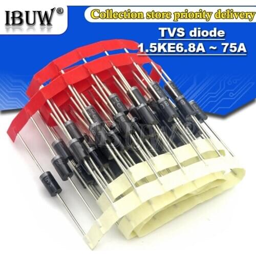 10PCS 1.5KE6.8A 1.5KE12A 1.5KE15A 1.5KE18A 1.5KE20A 1.5KE24A 1.5KE27A 1.5KE30A 30A 24A 20A 18A 15A 12A 6.8A 6A8 TVS diode