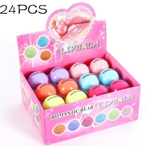 24pcs/lot Romantic Bear Lip Balm Fruity Flavor Baby Lips Moist Balm Cute Lipbalm Natural Plant Nutritious Moisturizer