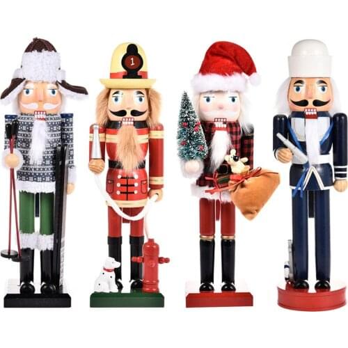 36CM Nutcracker Ornament Wooden Nutcracker Figures For Christmas Gift Bar Table Decoration For Tables Shelves Counters