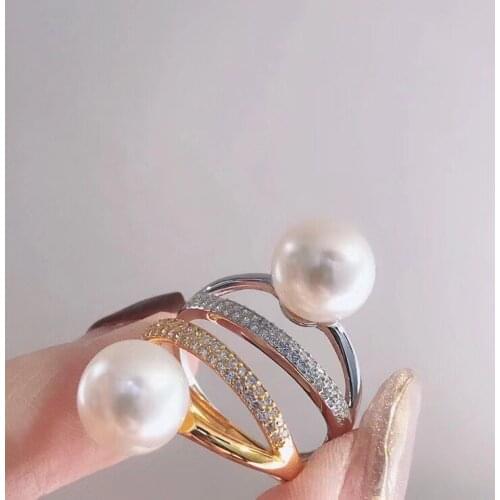 925 Sterling Silver Adjustable Free Size Ring Settings Findings Mountings Parts for Pearl Corals Jade Crystal Agate 10pcs/lot
