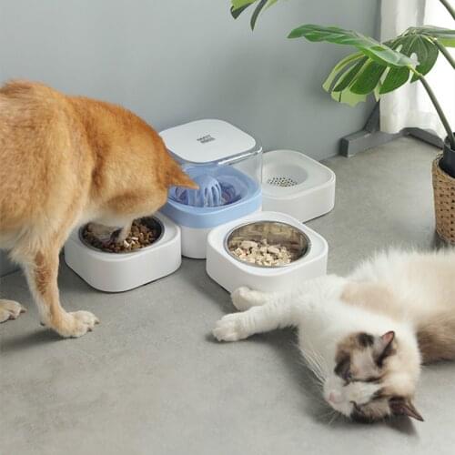 Dog Water Fountain Three-in-one Automatic Pet Water Dispenser Filter 1.8L Cat Water Bowl With 2Detachable Stainless Steel Bowls