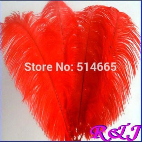EMS Free shipping Cheap ostrich feather 100pcs 20-22 inches 50-55cm Red Ostrich plumage ostrich plume