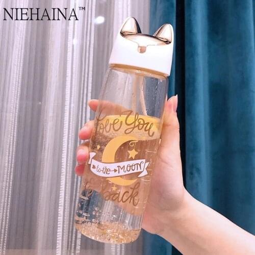 500ML Cat Water Bottle Leakproof Drinking Water Cup Portable School Gym Sports Bottles Girls Gifts