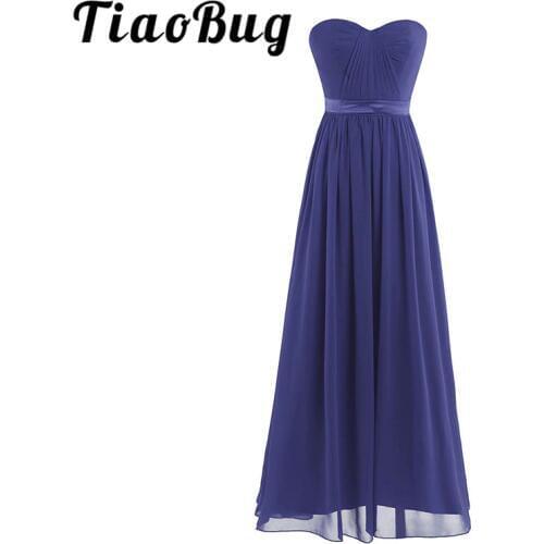 TiaoBug Sexy Women Ladies Navy Blue Summer Elegant V Neck Long Lace Bridesmaid dress Fashion Chiffon Ankle Length Sashes Dress