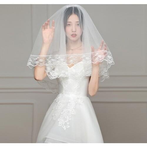 Bridal Wedding Veils Black White Lace Veils With Comb Elegant Vintage Tulle For Bride Cosplay Costume Hair Marriage Accessories