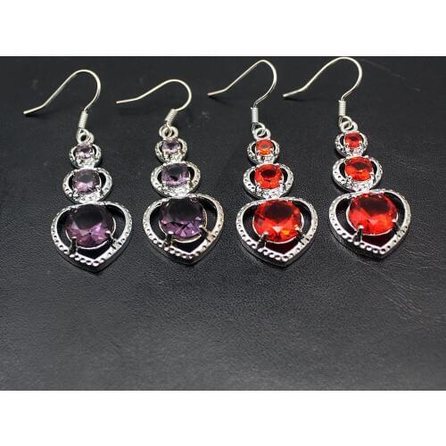 Hermosa Big Promotion Elegant Cute Redgarnet Amethystt Dangle Earrings For Women 1 7/8 Inch TK31