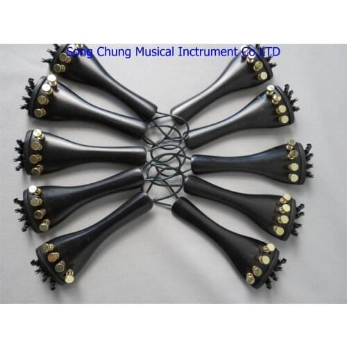 Good Violin part,10pcs Ebony violin tailpieces 4/4 with tuner/Tail Guts