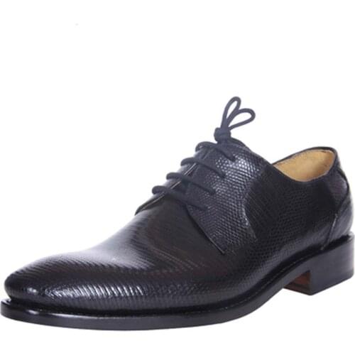 Hulangzhishi new Lizard skin manual Men formal Shoes business black Men Lizard shoes male dress shoes wedding groom shoes