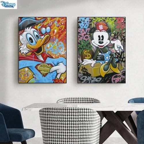 Graffiti Art Disney Canvas Painting Cartoon Donald Duck Mickey Mouse Posters and Prints Wall Art Picture for Living Room Decor