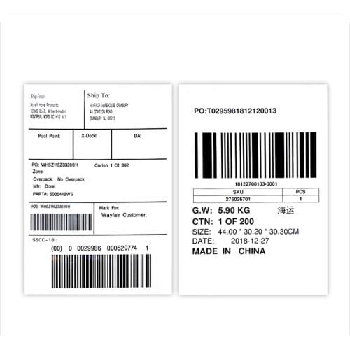Adhesive a4 Shipping Labels Customizing Bar Code Prints a4 Stickers Fast Shipping and Free Design
