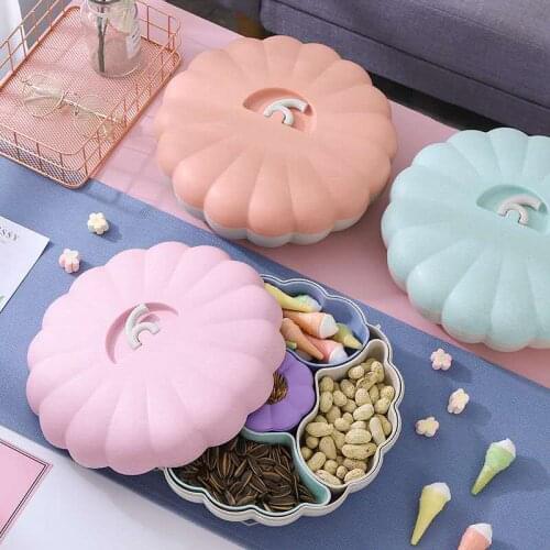 5 Grids Creative Pumpkin Shape Fruit Plate Candy Storage Box Nuts Snack Tray With Toothpick Container Party Wedding Tools
