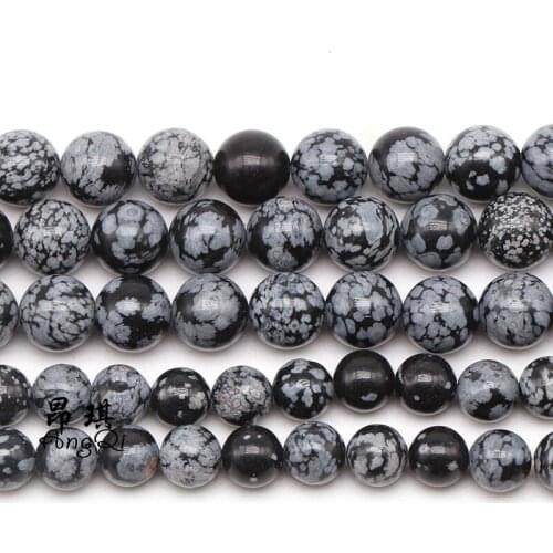 Natural Stone Snow Flake Jaspers Round Stone Beads 4 6 8 10 12mm Pick Size For Jewelry Making Bracelet Necklace DIY Accessories