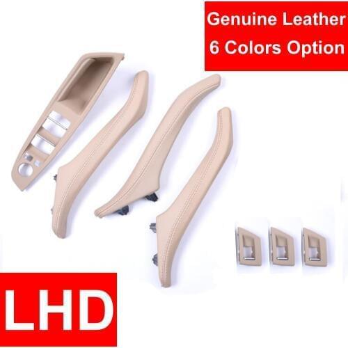 Genuine Leather Left Hand Drive LHD For BMW 5 series F10 F11 F18 6-Colors Car Interior Door Handle Inner Panel Pull Trim Cover
