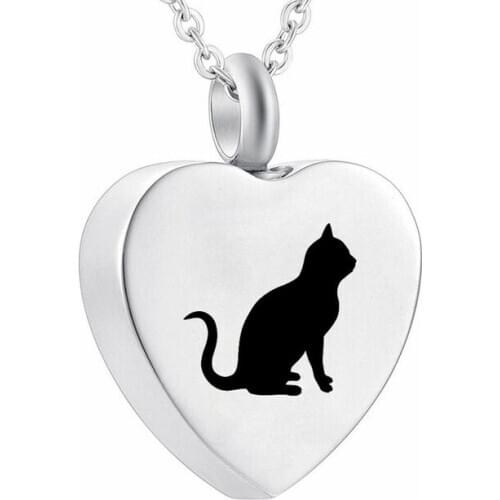 LL001 Cat In My Heart Cremation Jewelry For Ashes For Pet Memorial Urn Necklace Keepsake Pendant Made Of Stainless Steel