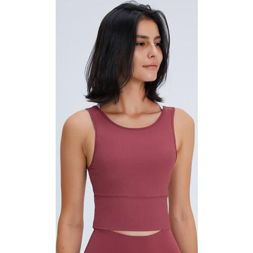 Heyyoga Women Stretchy Plain Sports Workout Athletic Vest Tank Tops XS-L RIBBED REVERSIBLE Yoga Fitness Training Crop Tops