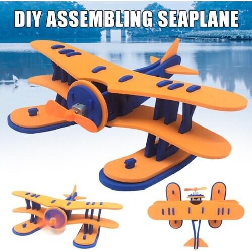 Electric Seaplane Model Science Experiment Children DIY Aircraft Assembly Educational Toy M09