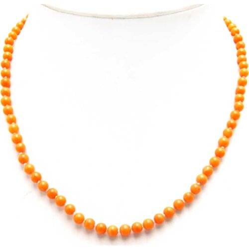 Qingmos Fashion Natural Orange Coral Necklace for Women with 7-8mm Round Natural Coral Chokers 17'' Jewelry Collares nec5957