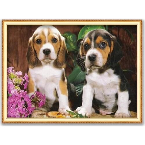 Animal Dog Beagle DIY Cross Stitch Embroidery 11CT Kits Needlework Craft Set Printed Canvas Cotton Thread Home Decoration