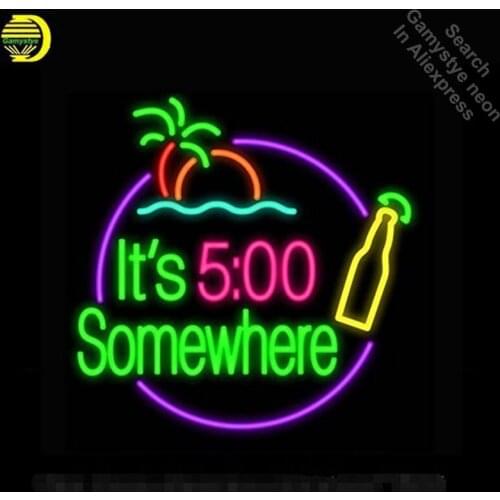 Neon Sign for Its 5 O'C lock Somewhere Neon Tube sign cactus handcraft windows Neon Flashlight sign Decorate Beer Bar pub room