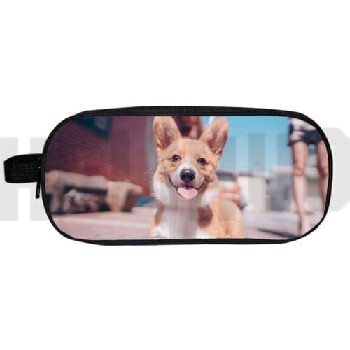 2021 new 3D Print Welsh Corgi Pembroke Pencil case Pet Dog Korgi Cartoon School Supplies Stationery Harajuku women Cosmetic Bag