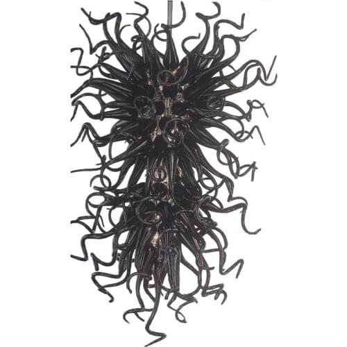 Nordic Black Color Pendant Lamps Unique Decorative Led Chandeliers Lighting Living Room Staircase Lamp Glass Ceiling Chandelier