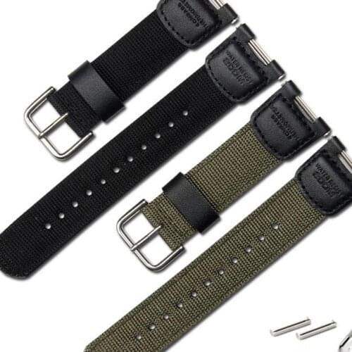 High Quality WatchBands Strap For Casio SGW100 SGW-100 Black Buckle Elastic Durable Fashion Sports Silicone Nylon Wrist Strap