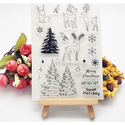 1pc Christmas Deer Silicone Clear Seal Stamp DIY Scrapbooking Embossing Photo Album Decoration Rubber Stamp Art Handmade Puzzle