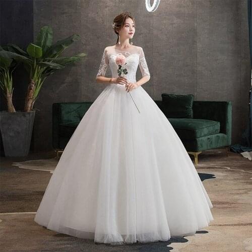 Wedding Dress 2021 New The Elegant Half Sleeve Lace Up Ball Gown Princess Luxury Lace Wedding Dresses Plus Size