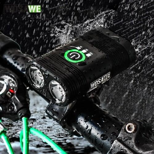 WOSAWE USB Bike Accessories Rechargeable Bicycle Lights Handlebar Cycling LED Light 18650 Battery Flashlight Torch Front Lamp