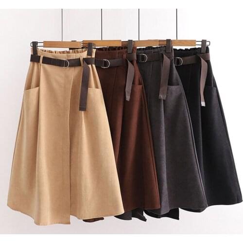 Women Casual Skirts Spring and Autumn Solid High Waist Irregular Pockets Midi Skirts Fashion Simple Elegant Saia Faldas