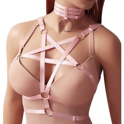 Women Pentagonal Chest Harness Crop Top Underwear Body Bondage Set Sexy Flirt Erotic Lingerie Slave Adult Games Bdsm Accessories