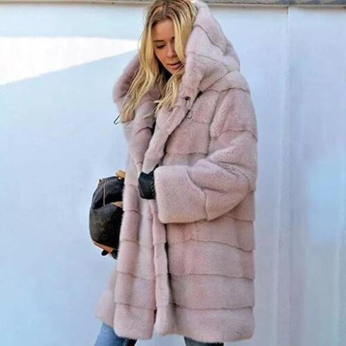 Winter Women High Quality Faux Fur Coats Thick Warm Luxury Long Fur Jackets Loose Hoody Plus Size Female Plush Fluffy Overcoat