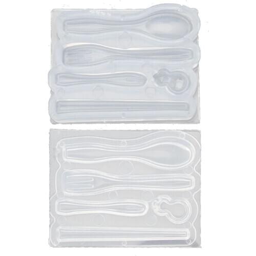 1 Set Mini Chopsticks Spoons Forks Resin Silicone Mold Epoxy Resin Jewelry Tools