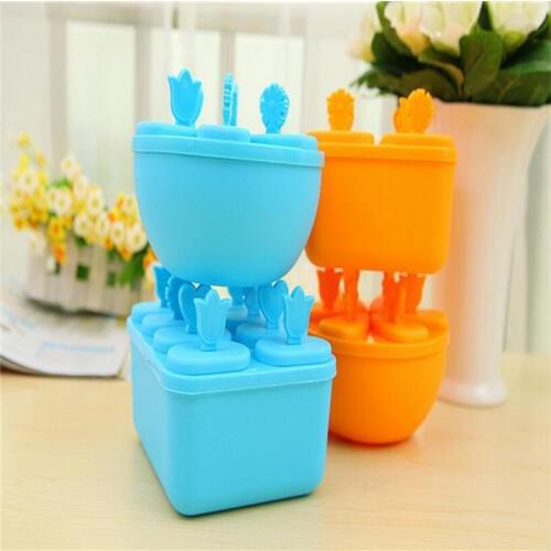 1PC 6 Cell Ice Cream Mold Platinum PP Frozen Ice Cube Sticks Makers Popsicle Lolly Mould DIY Bear Moldura Tool OK 0313