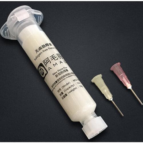 1PCS AMAOE Solder Paste Halogen-Free Welding Oil Flux for BGA PCB Reballing Repair Soldering Paste with 2pcs syringe needles