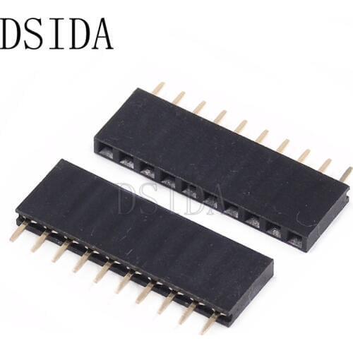 10PCS Female Pin Header Strip 10 Pin Pitch 2.54 mm Single Row Female Pin Header 1x10 1*10 PCB Connector
