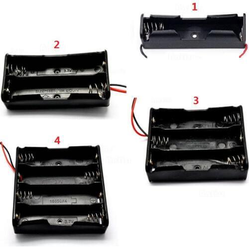1X 2X 3X 4X 18650 Battery Case Holder 3.7V Plastic Battery Storage Box Case Holder Leads with Storage Box With Wire Lead