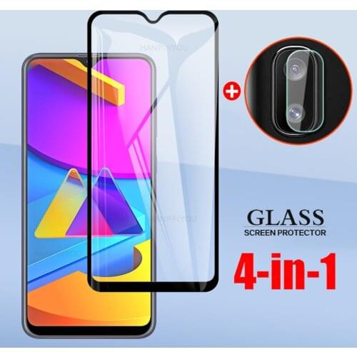 4 In 1 For Samsung Galaxy M10s 6.4" Full Cover Tempered Glass For Samsung M10s M107F M107G Camera Lens Screen Protector Glass