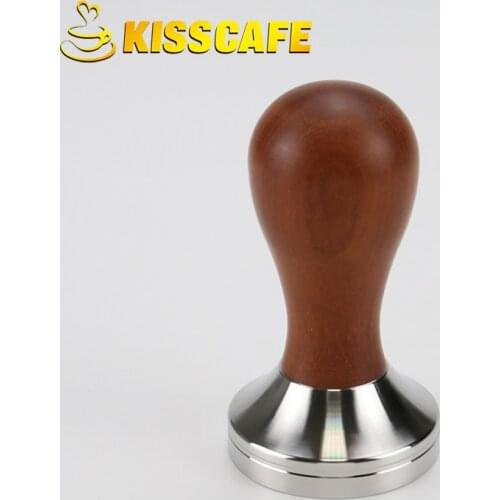 41/49/51/53/57.5/58/58.35mm Cuibourtia Wooden Tamper Coffee Powder Hammer with 304 Stainless Steel Base Coffee Accessories