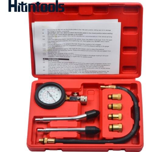 8 Pcs Petrol Engine Compression Cylinder Pressure Tester Gauge M10 M12 M14 M18 Auto Truck Car 0-300 psi