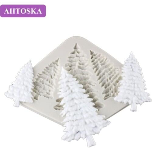 AHTOSKA Christmas Cake Mould Fondant Jelly Three Christmas Trees DIY Chocolate Liquid Turnover Baking Dessert Tools