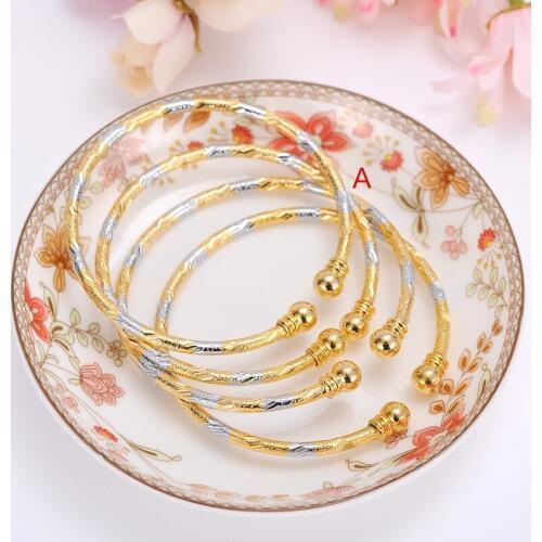 Bangrui Cuff Bangle Wholesale Two Tone Bangle Jewelry Mix Color Plated Ethiopian Bangle Bracelet Africa Arab 1 pc Bangles