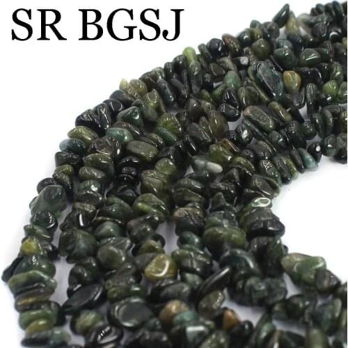 Free Shipping 6-8mm Freefrom Green Tourmaline Chips Wholesale Jewelry Findings Beaded Diy Beads Strand 34"