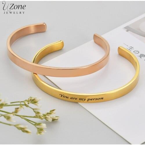 Custom Jewelry Engrave Name Date ID Stainless Steel Open Size Bangles Adjustable Personalized Bracelet for Women Birthday Gifts