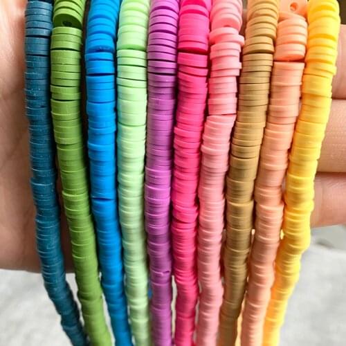 Chip Disk Loose Spacer Handmade Beads 6mm Flat Round Polymer Clay Beads For DIY Jewelry Making Bracelet Finding Mixed Color