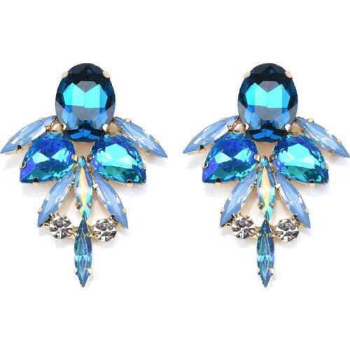 Fashion Simple Red Blue Glass Crystal Drop Earrings Women Small Leaf Dangle Earrings Jewelry 2020
