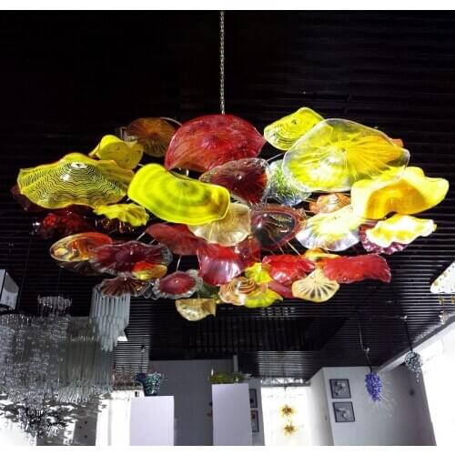 Flower Ceiling Chandeliers Hand Blown Glass Chandelier Lighting LED Murano Art Light Italian Flower Plates Lamp Home Hotel